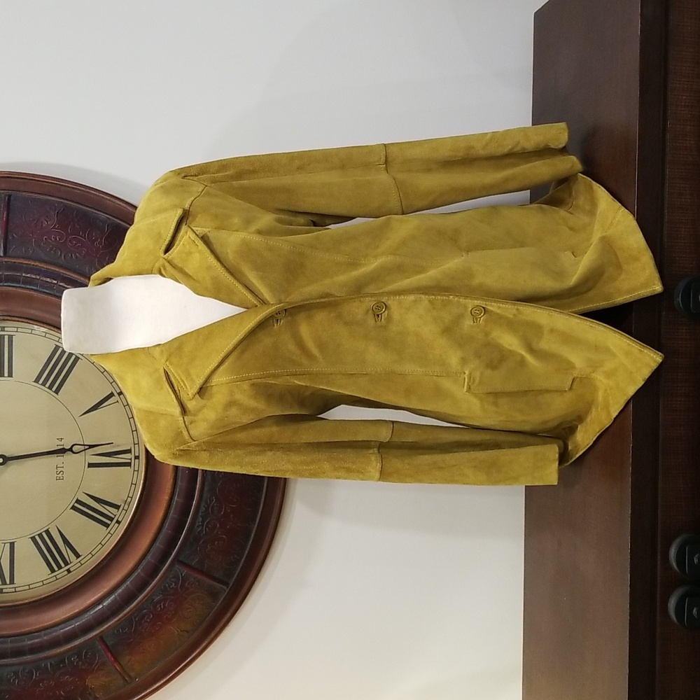 Katharine Hamnett Denim Lined 3 Button Suede Jacket Vintage 90s Women's